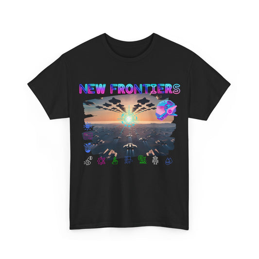 New Frontiers T-Shirt, Gaming Tee 100% Top Range Cotton from the USA, Black colour, AUS-USA-CAN warehouse, local post.