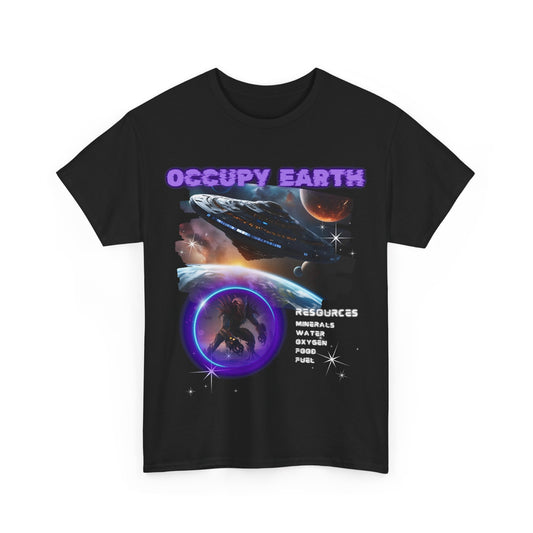 Occupy Earth T-Shirt, Alien Tee 100% Top Range Cotton from the USA, Black Colour, AUS-USA-CAN warehouse, local post.