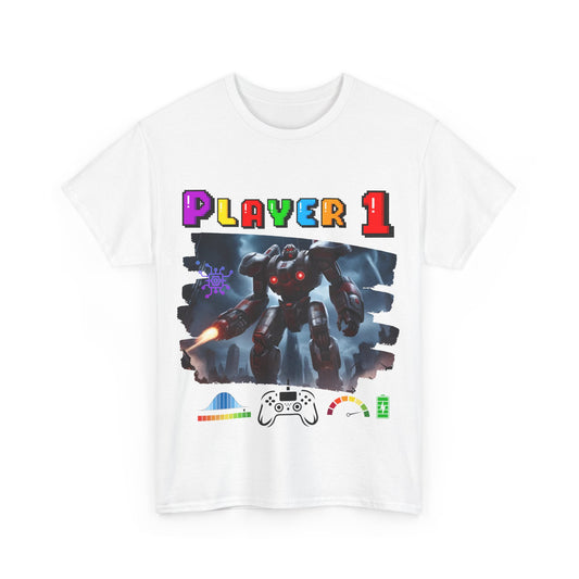 Player 1 T-Shirt, Gaming Tee 100% Top Range Cotton from the USA, 2 Colours, AUS-USA-CAN warehouse, local post.