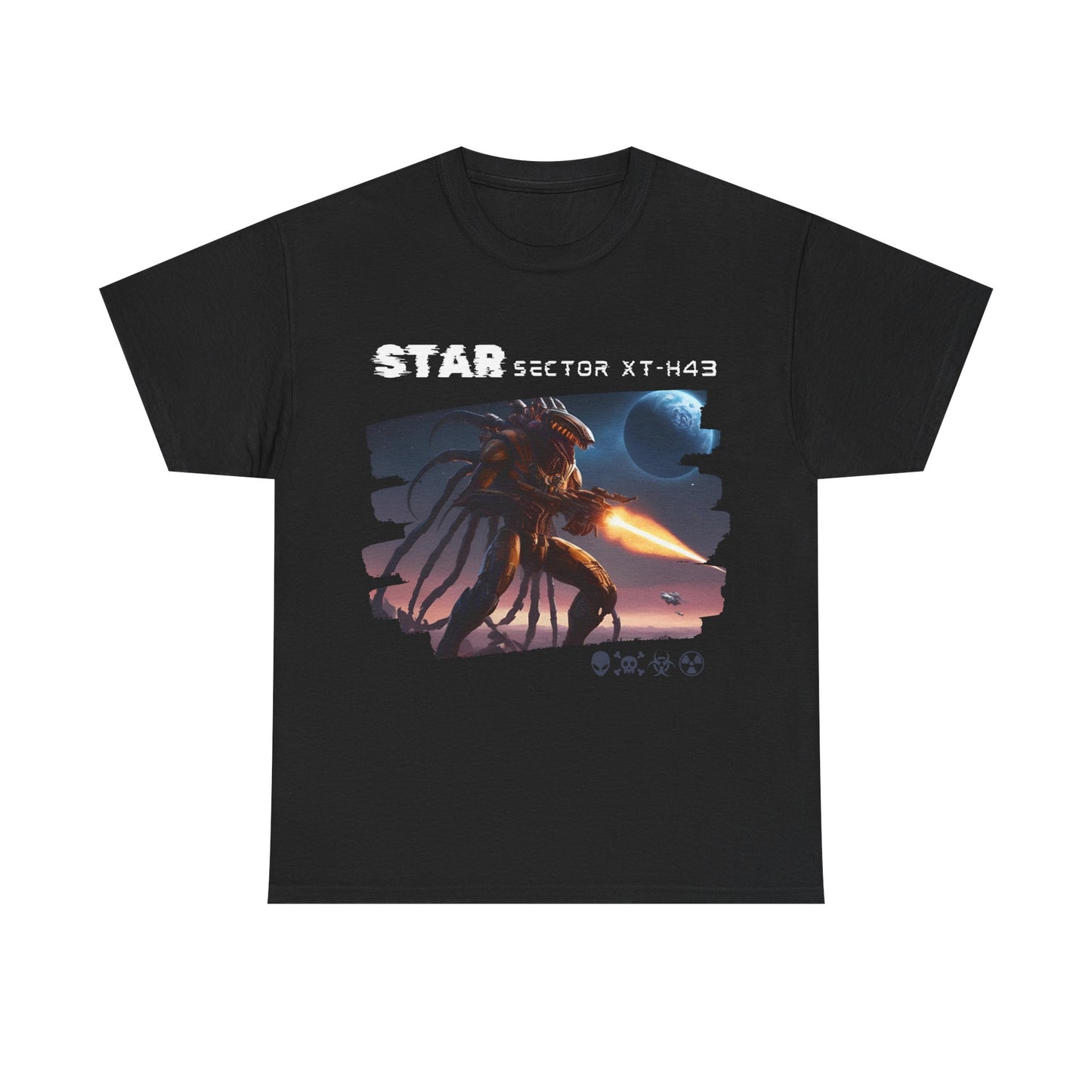 Star Aliens T-Shirt, Aliens Tee 100% Top range Cotton from the USA, Black Colour, AUS-USA-CAN warehouse.