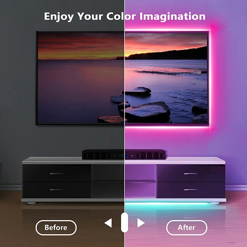 LED Lights, RGB Lights Bluetooth, Tape Bluetooth USB, LED Strip Light 5050 SMD, 5V USB, RGB Lights Flexible LED Lamp, Self-adhesive, TV, Desktop.