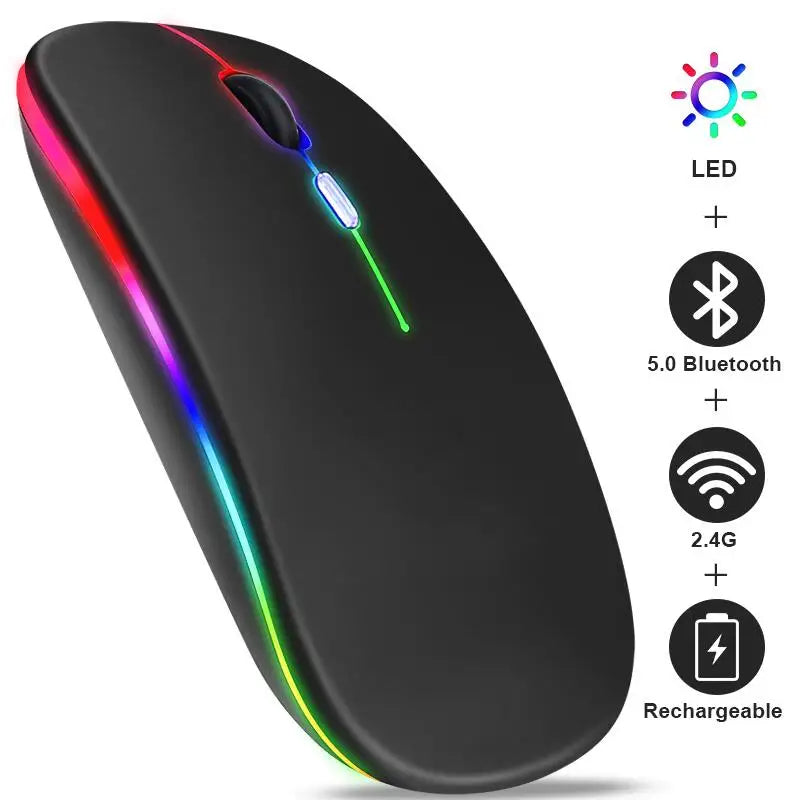 Wireless Mouse, Bluetooth RGB Rechargeable Mouse, Wireless Silent Mouse, LED Backlit, Ergonomic Gaming Mouse For Laptop, PC, Tablet, iPad, Free Post.
