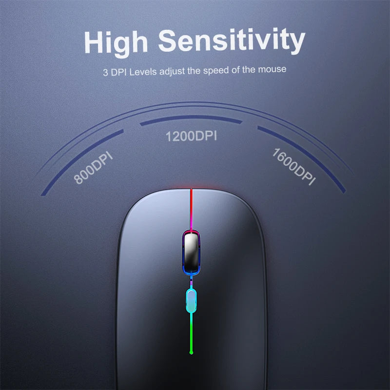 Wireless Mouse, Bluetooth RGB Rechargeable Mouse, Wireless Silent Mouse, LED Backlit, Ergonomic Gaming Mouse For Laptop, PC, Tablet, iPad, Free Post.