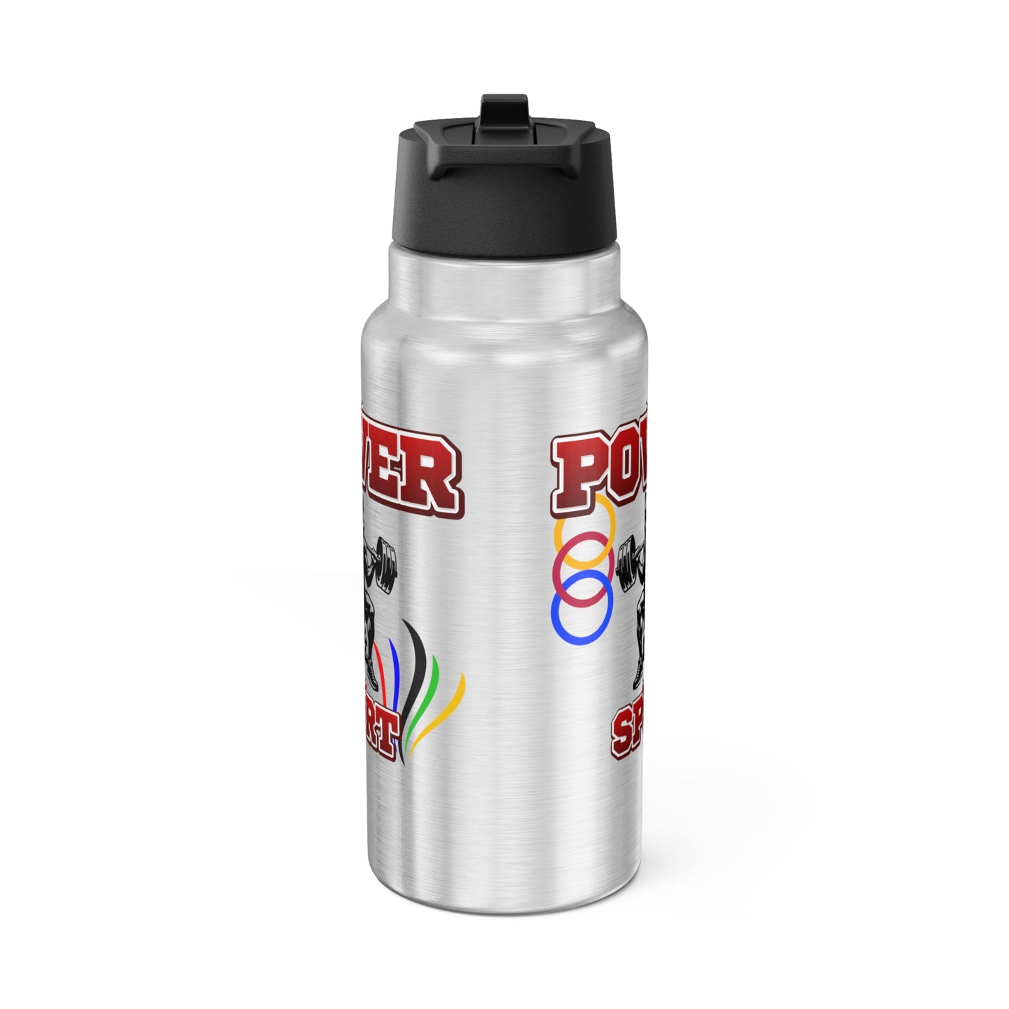 Water bottle or favourite beverage, Power Sport water bottle, Stainless steel bottle with drinking straw included, Gator Tumbler, 32oz (0.95L), Recyclable, US Post.