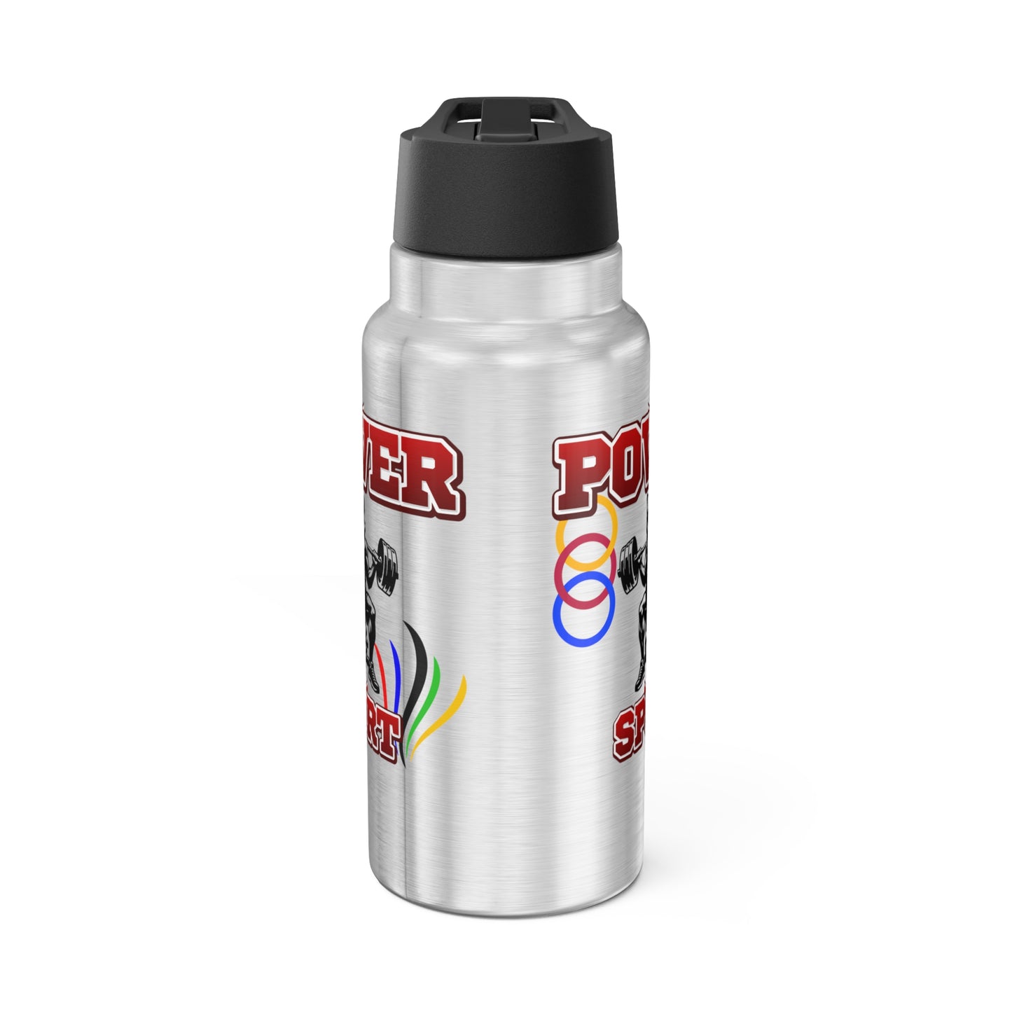Water bottle or favourite beverage, Power Sport water bottle, Stainless steel bottle with drinking straw included, Gator Tumbler, 32oz (0.95L), Recyclable, US Post.