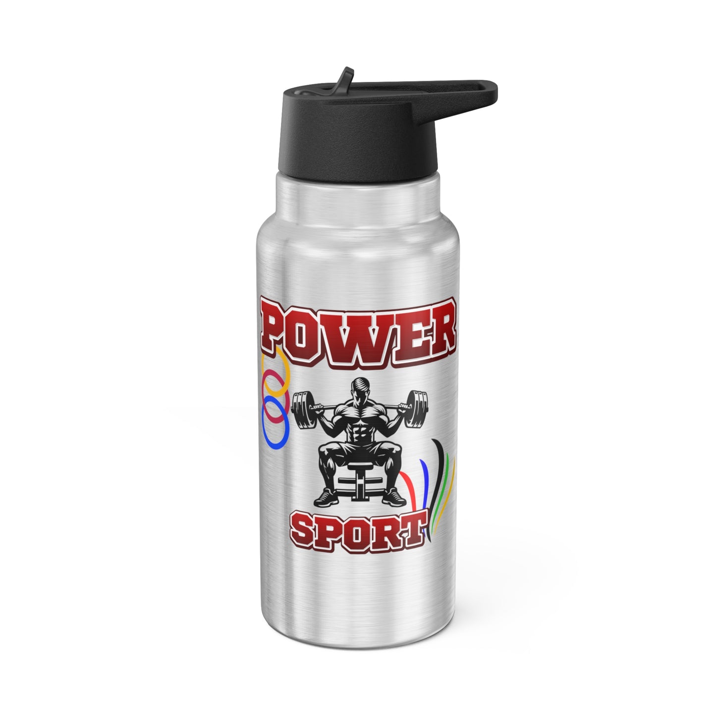 Water bottle or favourite beverage, Power Sport water bottle, Stainless steel bottle with drinking straw included, Gator Tumbler, 32oz (0.95L), Recyclable, US Post.