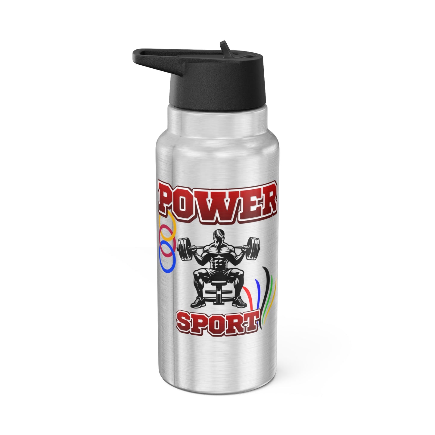 Water bottle or favourite beverage, Power Sport water bottle, Stainless steel bottle with drinking straw included, Gator Tumbler, 32oz (0.95L), Recyclable, US Post.
