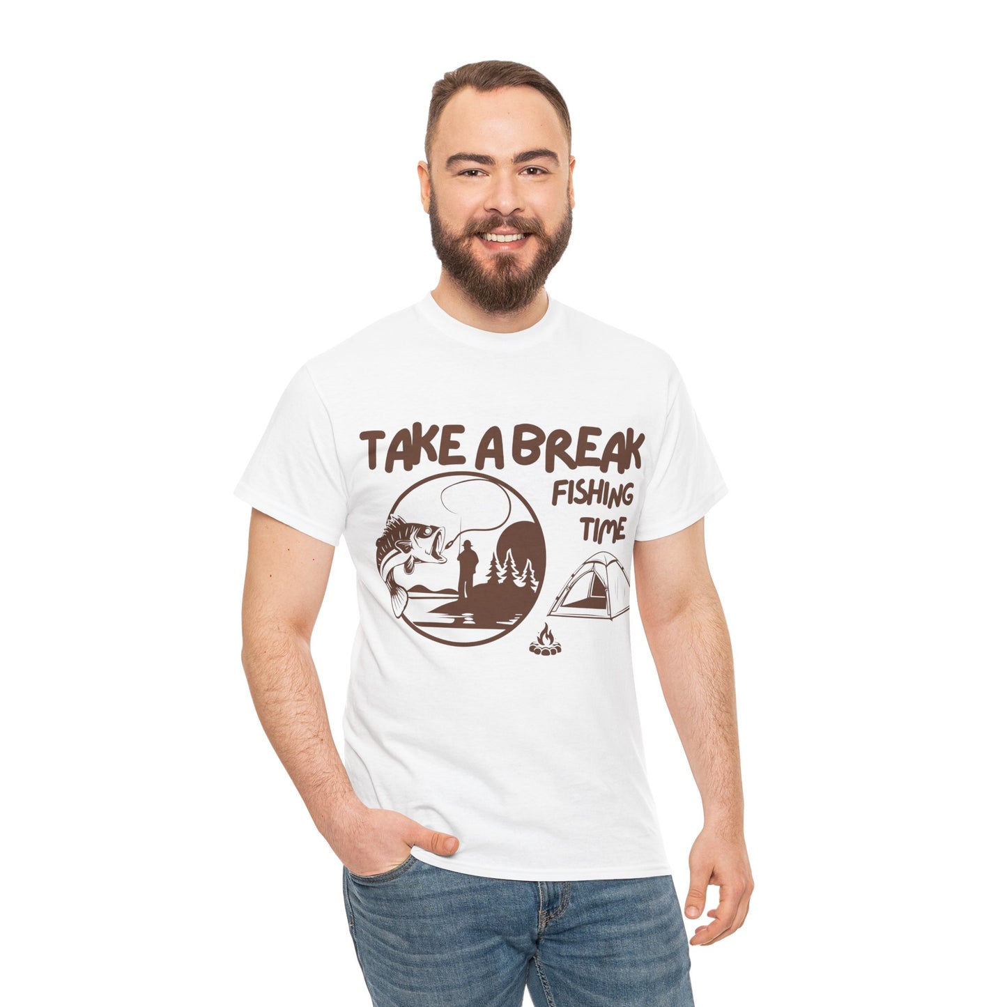 Take a Brake T-shirt. Fishing T-shirt, Unisex Heavy Cotton Tee, Top quality Cotton. 7 colours, AU warehouse.