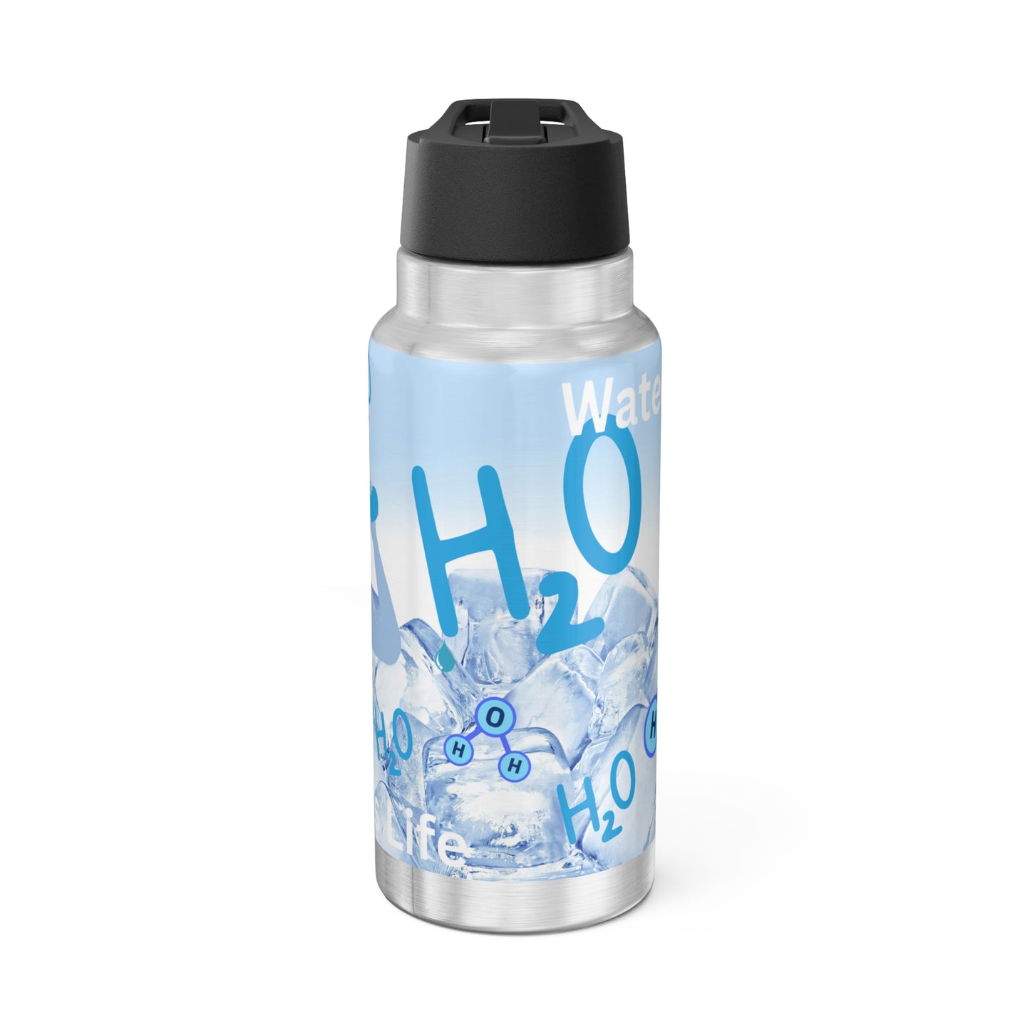 Water bottle or favourite beverage, stainless steel bottle with drinking straw included, Gator Tumbler, 32oz (0.95L), Recyclable, US Post.