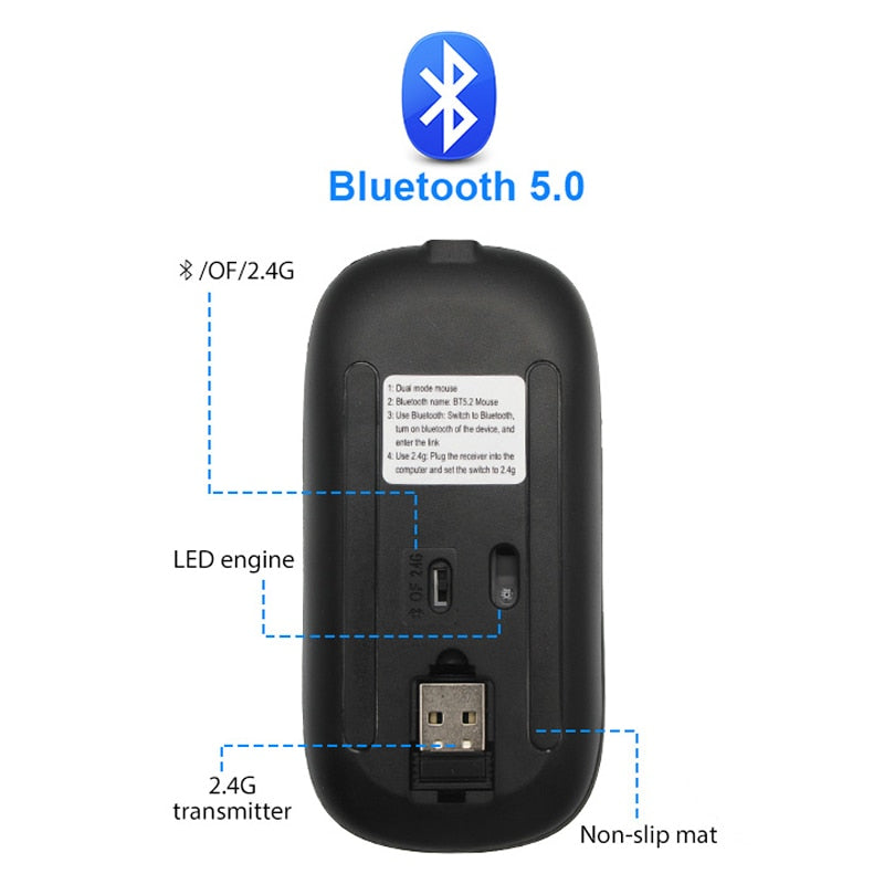 Wireless Mouse, Bluetooth RGB Rechargeable Mouse, Wireless Silent Mouse, LED Backlit, Ergonomic Gaming Mouse For Laptop, PC, Tablet, iPad, Free Post.
