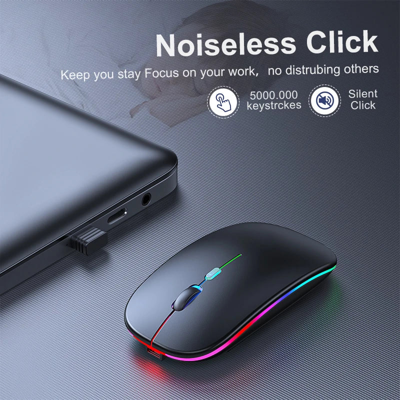 Wireless Mouse, Bluetooth RGB Rechargeable Mouse, Wireless Silent Mouse, LED Backlit, Ergonomic Gaming Mouse For Laptop, PC, Tablet, iPad, Free Post.